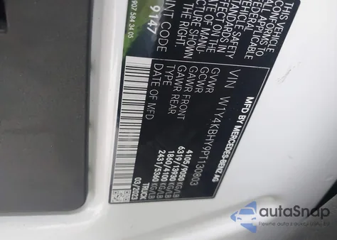 2023 Mercedes-Benz Sprinter 2500 Standard Roof 4-Cyl Diesel from USA, damaged, VIN W1Y4KBHY9PT130803